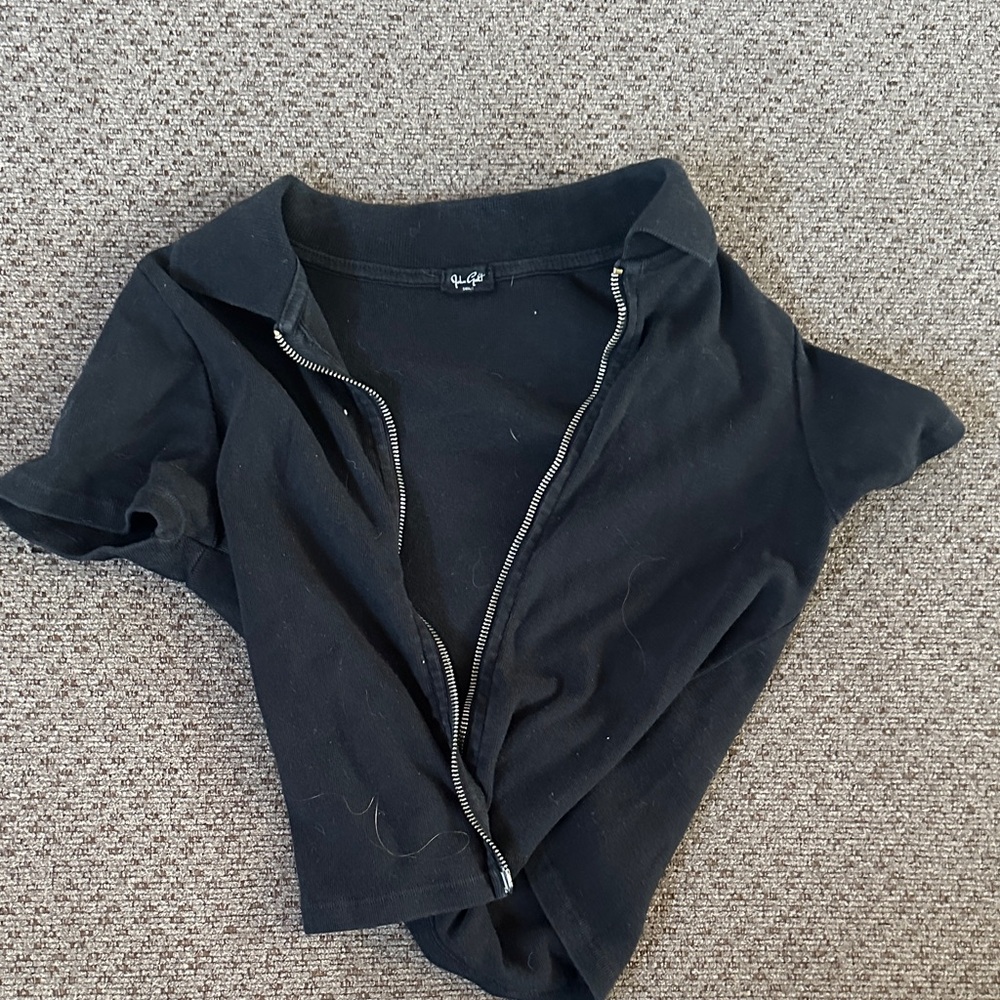 Gildan Black Zip-Up Button Down Shirt